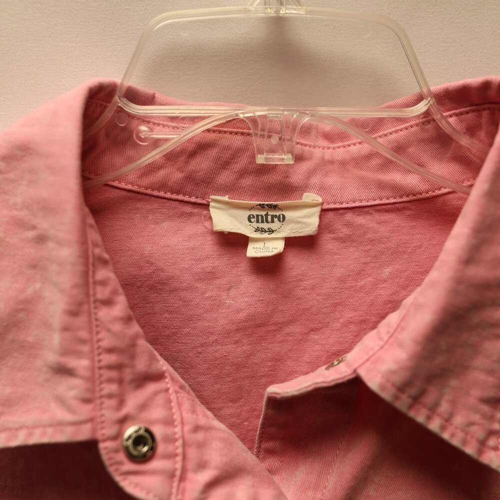 entro pink denim romper Sz L - Picture 3 of 8